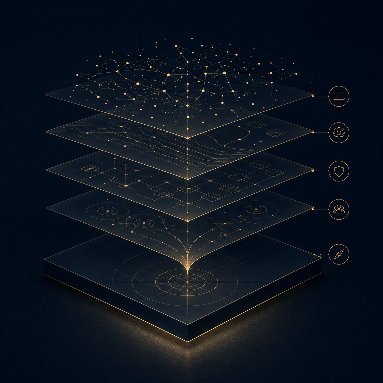 Layered technology, process, and governance foundations aligning into clarity