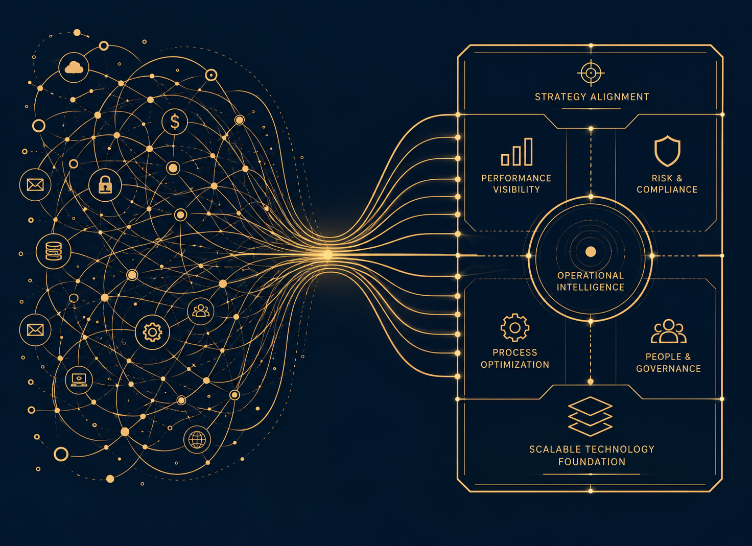 Complexity resolving into aligned operational intelligence